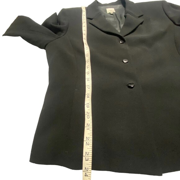 Anne Klein 3 button Shoulder Pads Jacket Blazer Suit Black Size 12 Career Wool - Picture 9 of 12